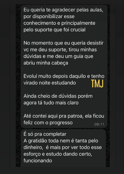 Depoimento de aluno