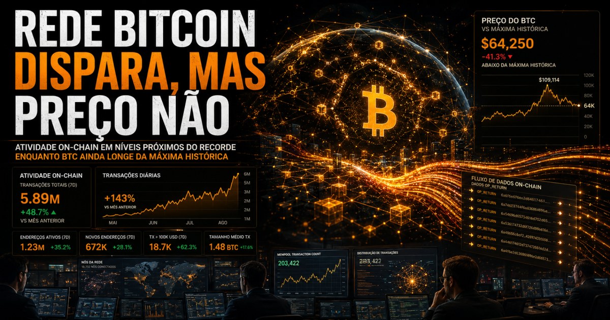 Atividade do Bitcoin dispara mesmo com BTC 50% abaixo da máxima histórica