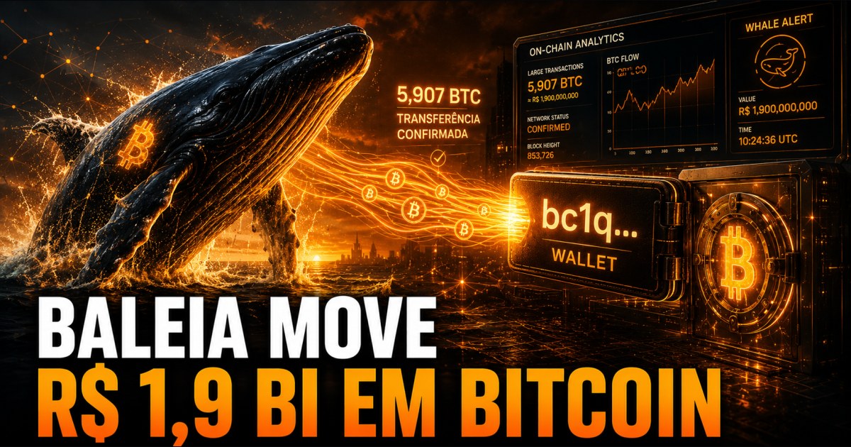 Baleia movimenta R$ 1,9 bilhão em Bitcoin após 8,5 anos; transferência não indica venda