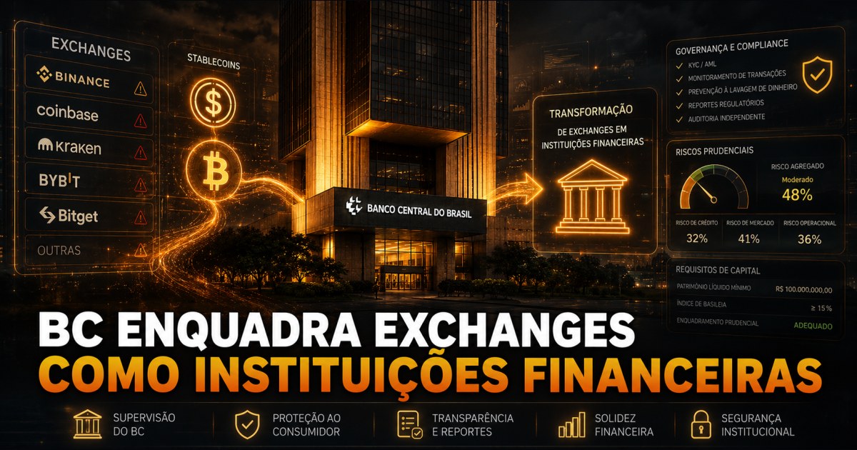 Banco Central enquadra exchanges cripto como instituições financeiras e impõe novas regras a partir de 2027