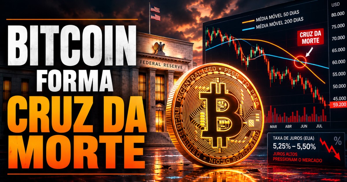 Bitcoin forma "cruz da morte" mesmo com menor expectativa de alta de juros nos EUA