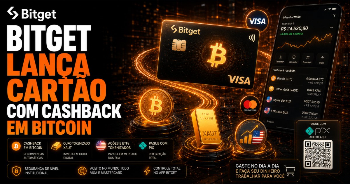 Bitget Wallet lança cartão no Brasil com cashback em Bitcoin, ouro e ações tokenizadas