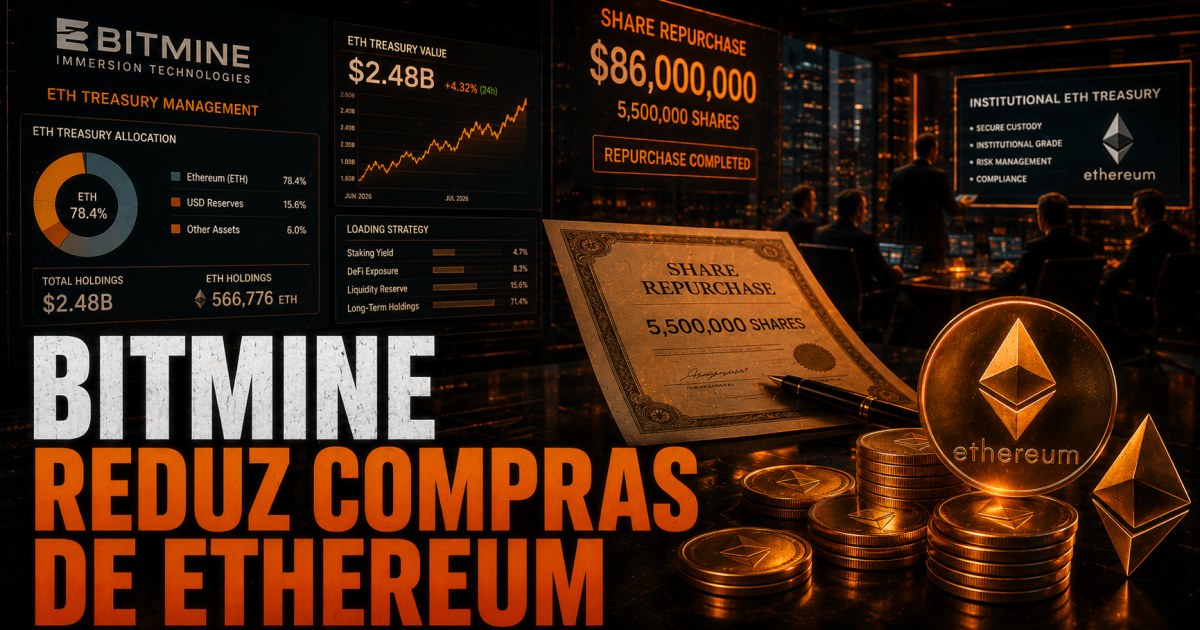 BitMine reduz compra de Ethereum e usa US$ 86 milhões para recomprar ações