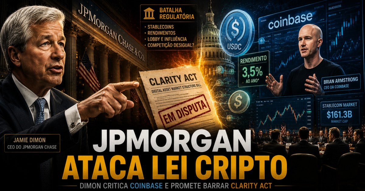 CEO do JPMorgan ataca Coinbase e promete barrar lei cripto que avança nos EUA