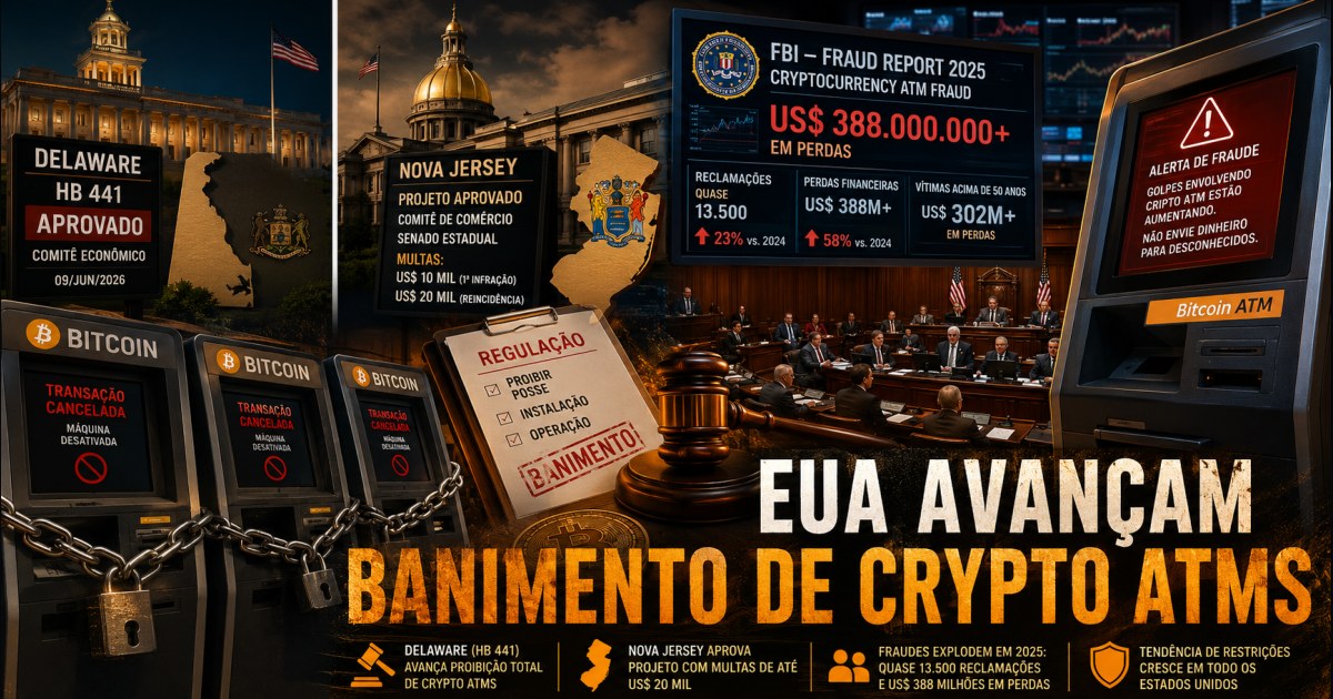 Delaware e Nova Jersey avançam proibição de caixas eletrônicos cripto após US$ 388 milhões em golpes