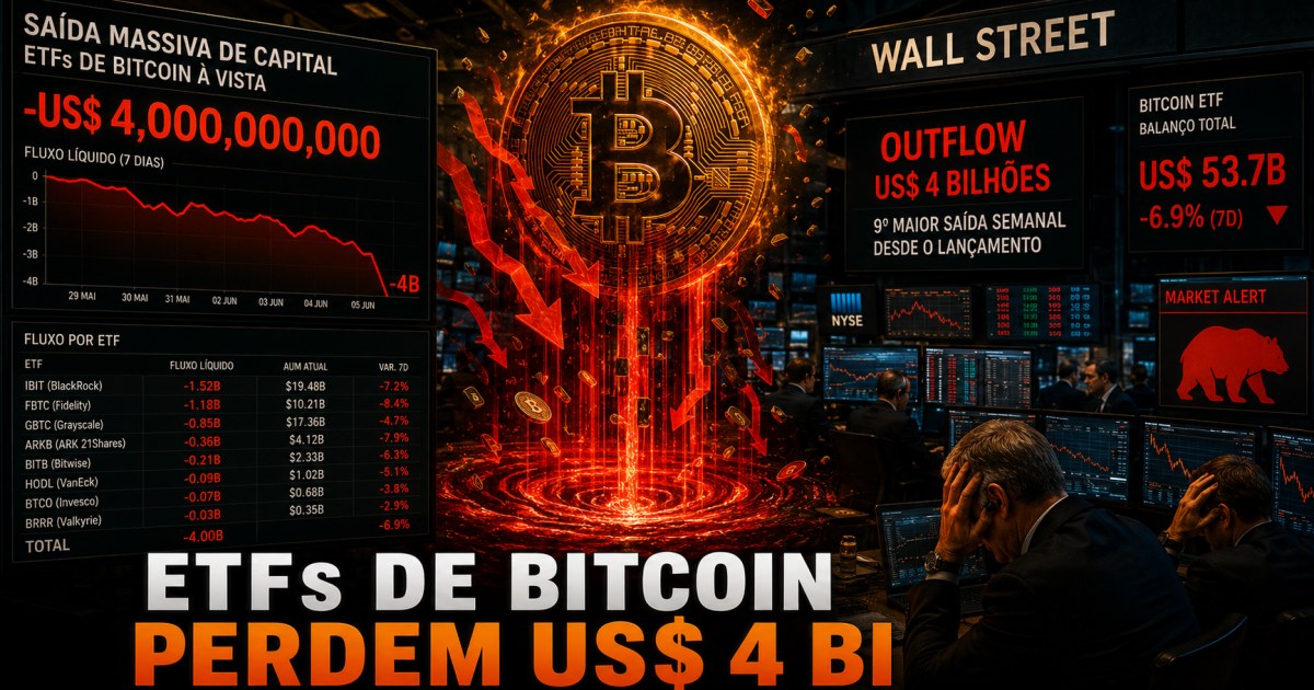 ETFs de Bitcoin caminham para pior mês da história com US$ 4 bilhões em saídas
