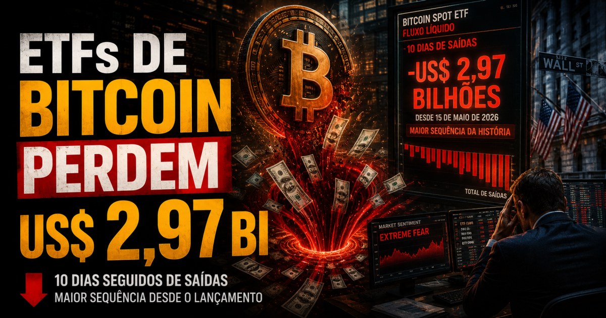 ETFs de Bitcoin perdem US$ 2,97 bi em 10 dias e analistas veem sinal de fundo