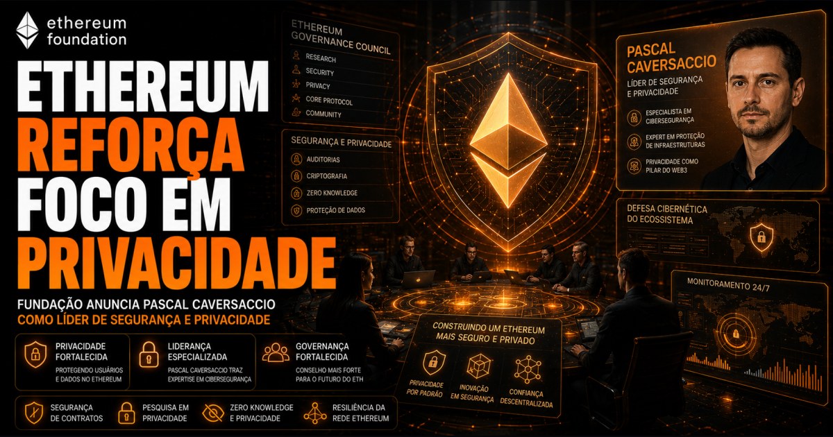 Ethereum Foundation reforça conselho com Pascal Caversaccio e amplia foco em privacidade