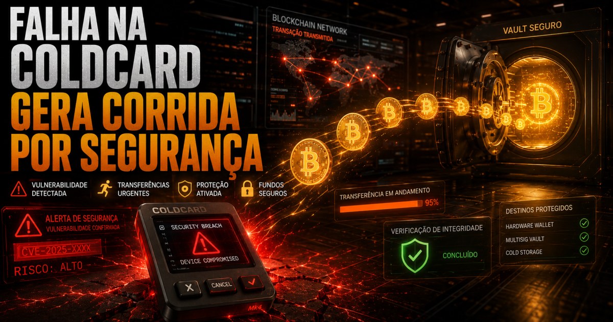 Falha na Coldcard já soma R$ 578 milhões e provoca corrida de usuários para proteger Bitcoin