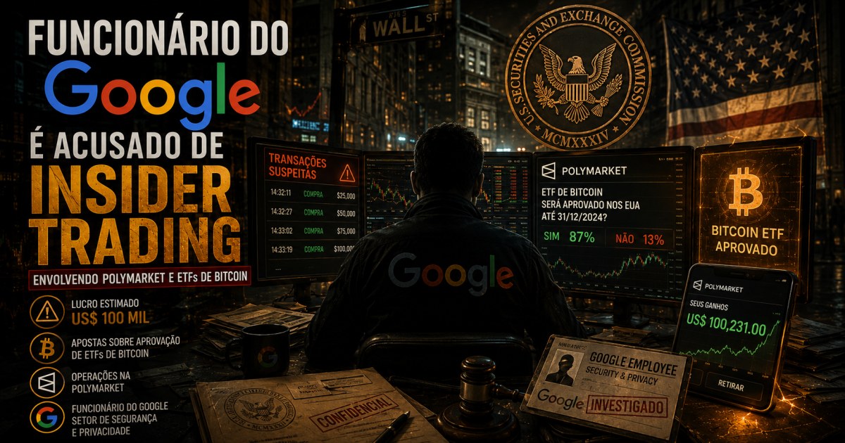 Funcionário do Google é acusado de insider trading ligado à Polymarket e ETFs de Bitcoin