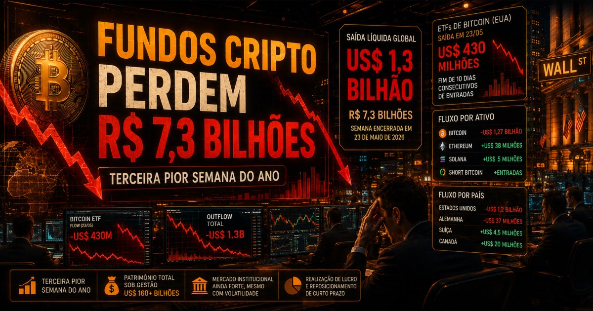 Fundos cripto perdem R$ 7,3 bilhões e ETFs de Bitcoin encerram sequência de entradas