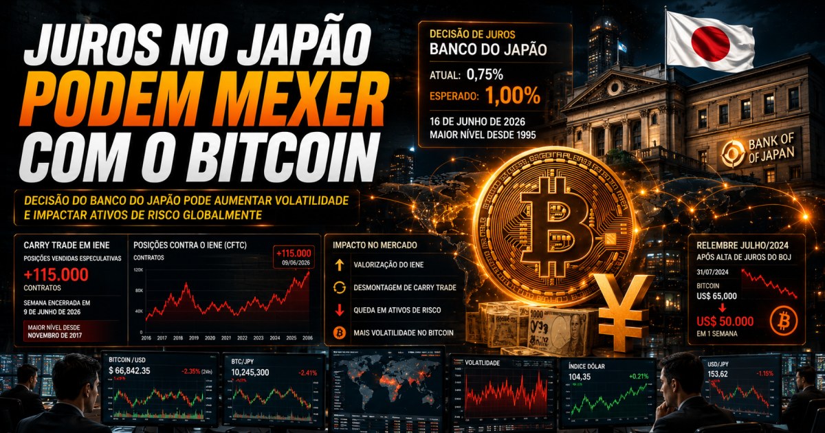 Juros no Japão chegam a 1% e podem aumentar volatilidade do Bitcoin nesta terça-feira