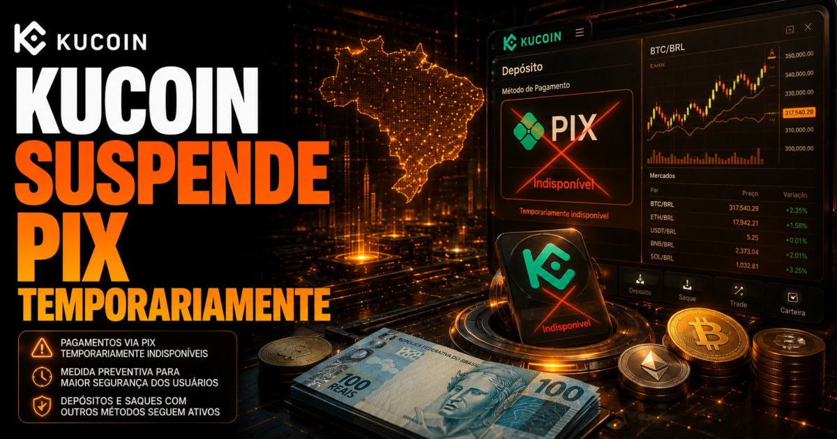 KuCoin suspende PIX a partir de 30 de julho; veja quais serviços continuam disponíveis