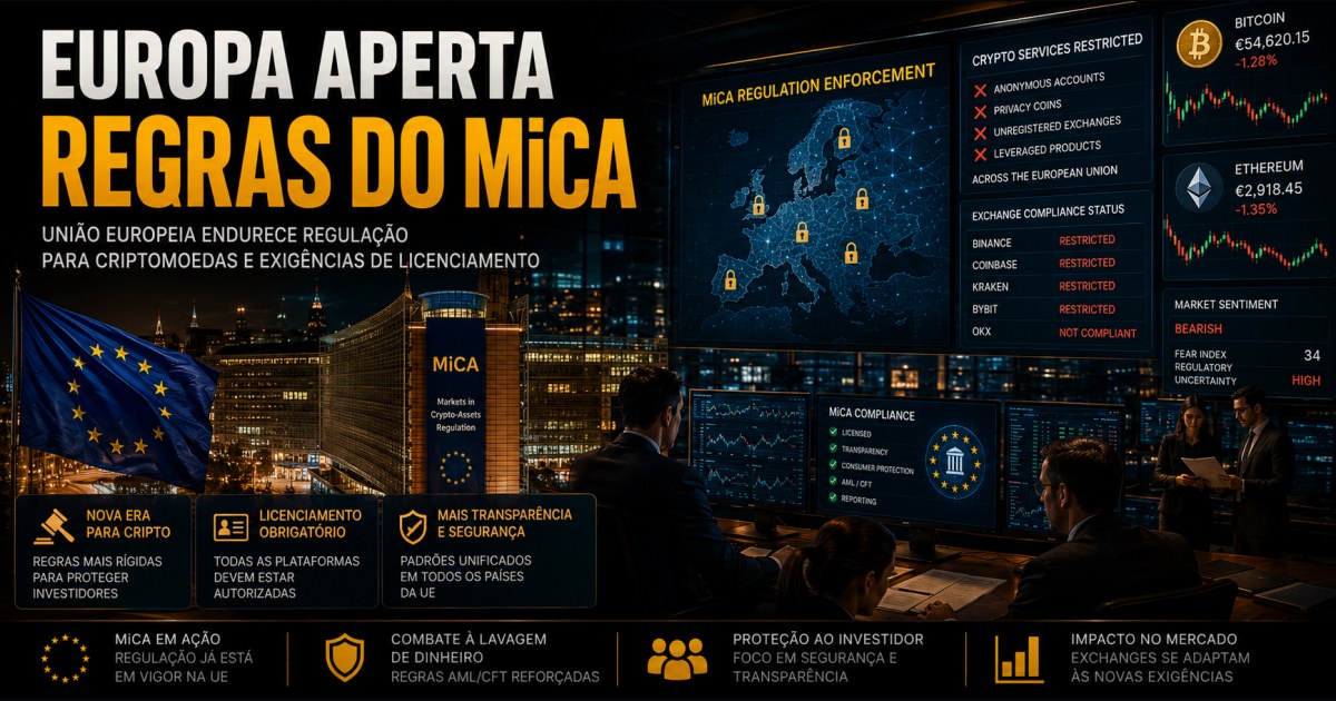 MiCA entra em vigor e grande exchange suspende parte dos serviços na Europa sem licença
