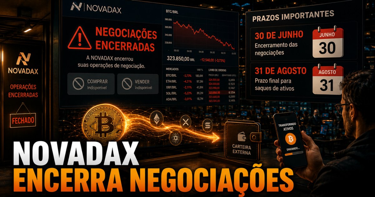 NovaDAX encerra negociações de criptomoedas hoje; clientes têm até agosto para sacar ativos