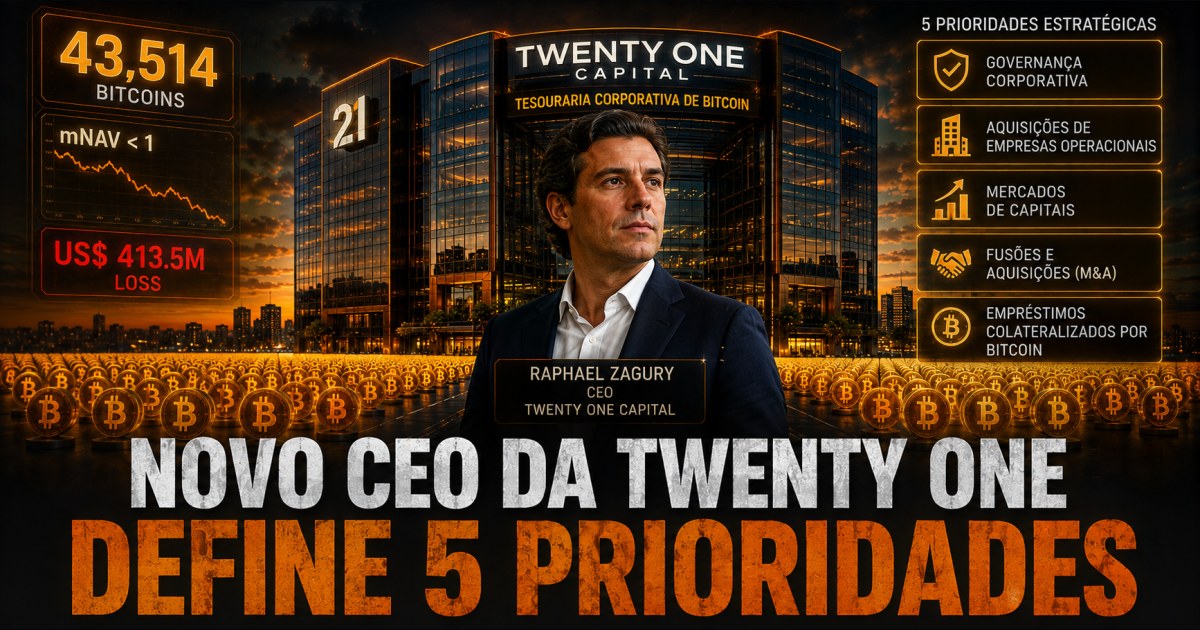 Novo CEO da Twenty One define 5 prioridades para a segunda maior tesouraria de Bitcoin
