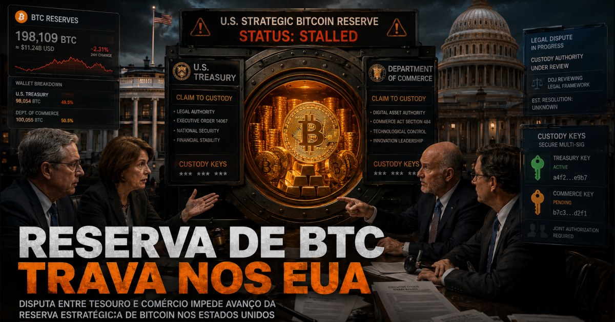 Reserva estratégica de Bitcoin de Trump trava em disputa entre Tesouro e Comércio dos EUA
