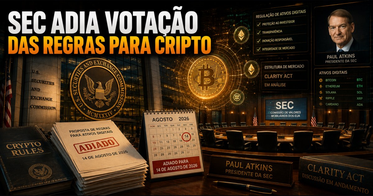SEC adia votação das primeiras regras específicas para cripto e deixa mercado dos EUA sem nova data