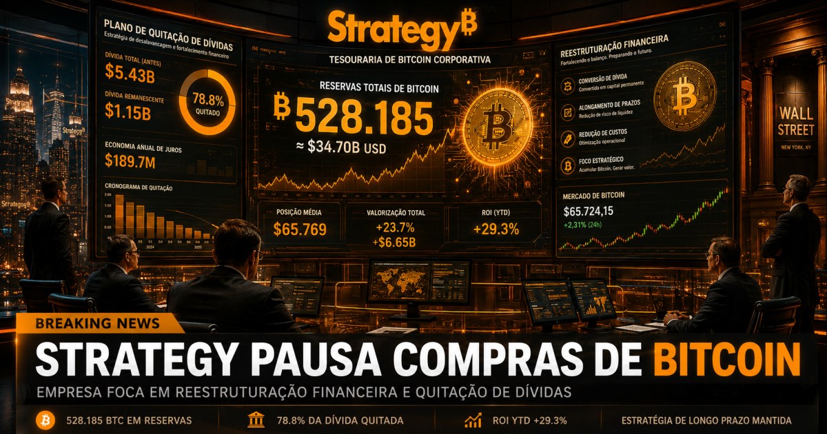 Strategy pausa compras de Bitcoin e recompra US$ 1,5 bilhão em dívidas até 2028