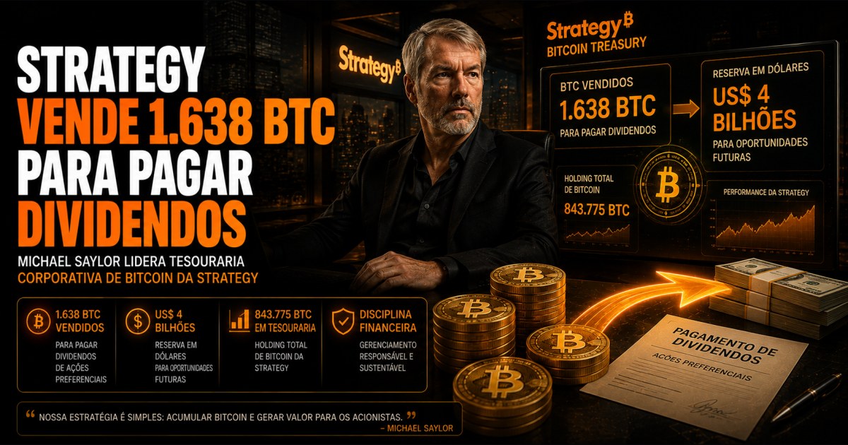 Strategy vende 1.638 BTC para pagar dividendos e recomprar ações; reserva em dólar chega a US$ 4 bilhões