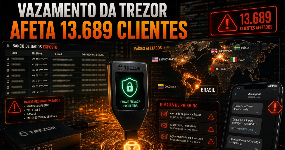 Trezor sofre vazamento e expõe dados de 13.689 clientes, incluindo brasileiros