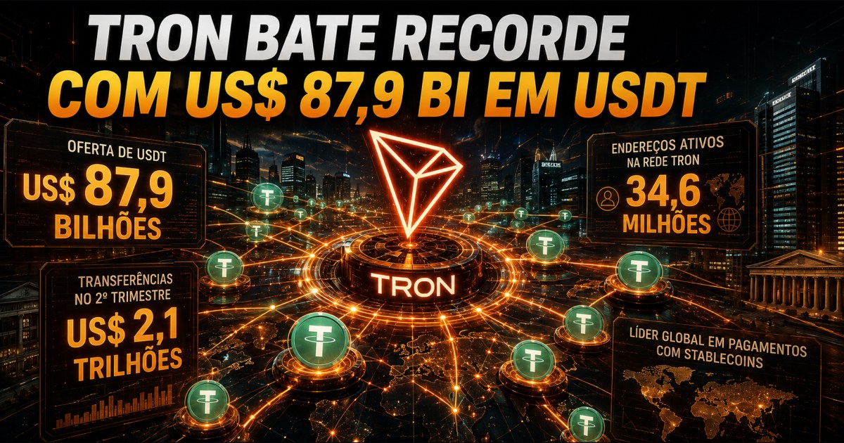 TRON bate recorde com US$ 87,9 bilhões em USDT, mas DeFi recua no 2º trimestre
